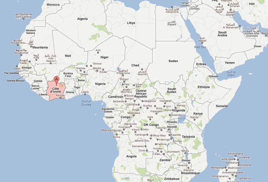 karte von elfenbeinküste afrika